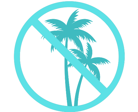 Icon representing no palm oil in teal for sustainable choices.